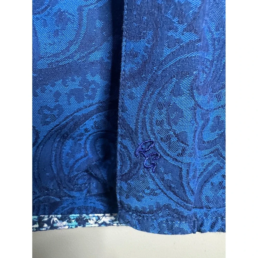 Robert Graham Mens XL Blue Paisley Jacquard Short Sleeve Button Down Shirt